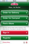 Papa Johns application start screen.