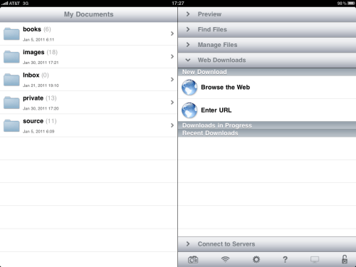 Open GoodReader - Navigate to Web Downloads