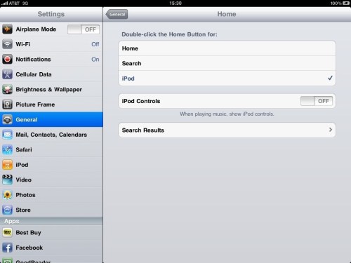 Home Button Double Click Settings.