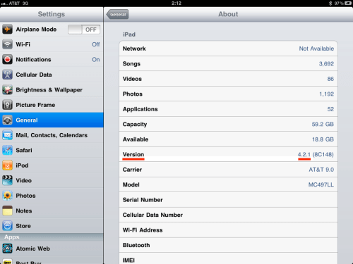 Version - 4.2.1 (iPad IOS 4.2)