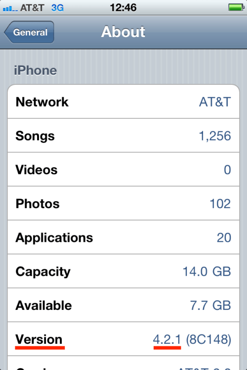 iPhone IOS version is 4.2.1.