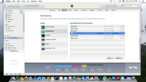 Apps tab, GoodReader documents.