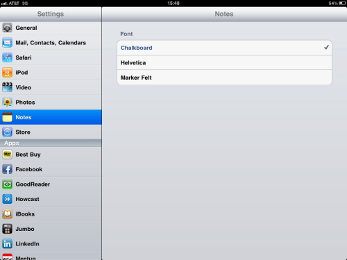 Chalkboard, Helvetica, or Marker Felt fonts can be selected.
