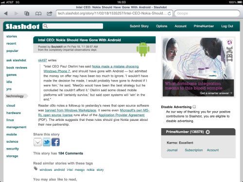 Safari on iPad - top of page.