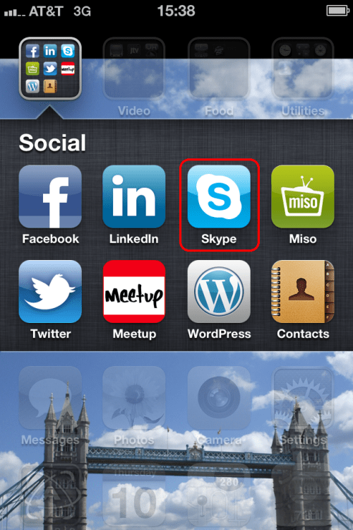 Skype icon, I grouped mine with other "social" apps.