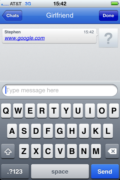 Enter Google's web address, then tap Send button.