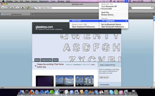 MAC OS X Bluetooth Keyboard Settings