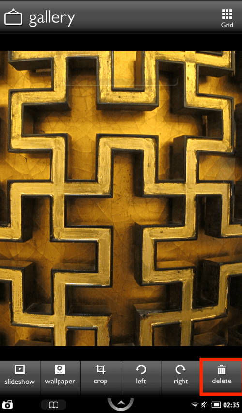 Tap delete button at bottom right.