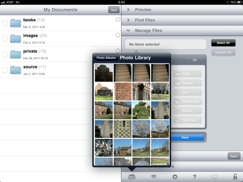 Select photos in Manage Files.