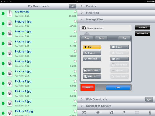 Delete photos and zip file.