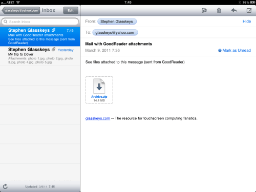 Recipient receives zip file.