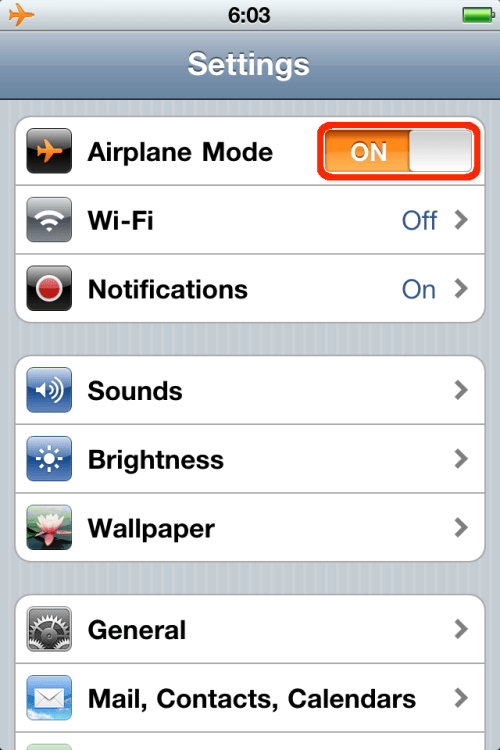 Toggle Airplane Mode ON.