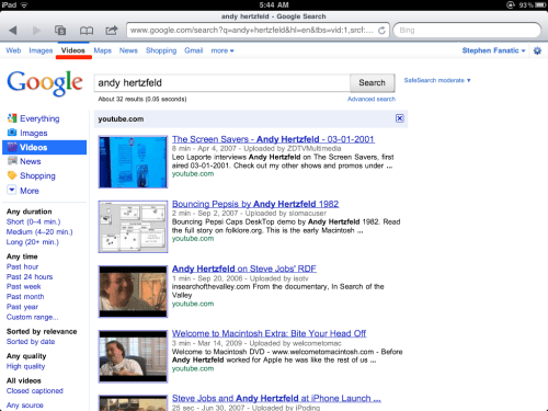 Google Video search.