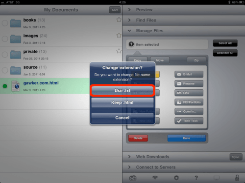 Tap "Use .txt" extension.