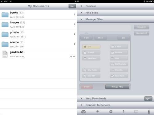 Tap file in My Documents list.