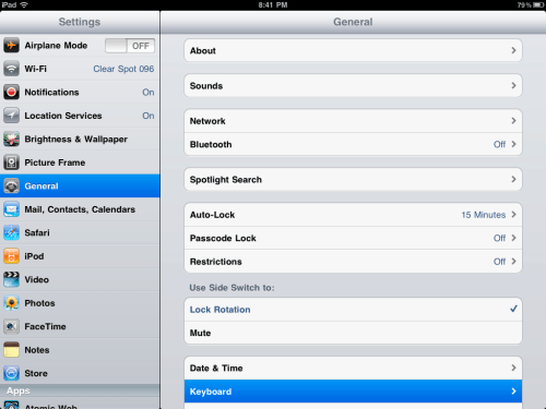 Select General and Keyboard.