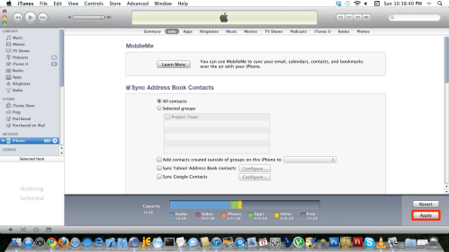 Ensure Sync Address Book Contacts is ticked, click Apply button.