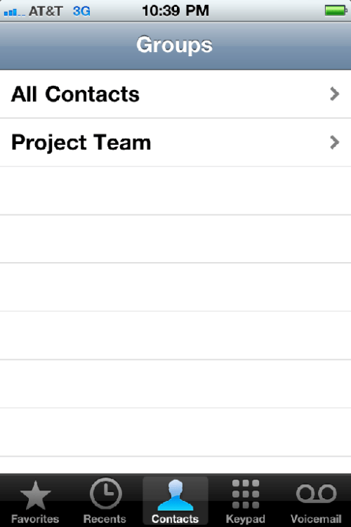 The new iphone group appears in contact section.