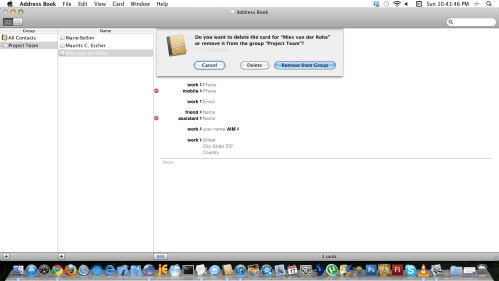 Contacts can be removed from a group or deleted permanently.