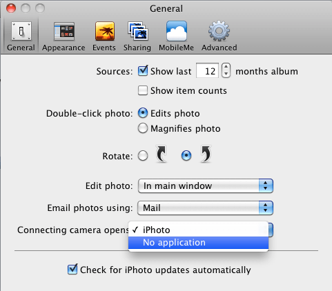 Select 'No Application' option.