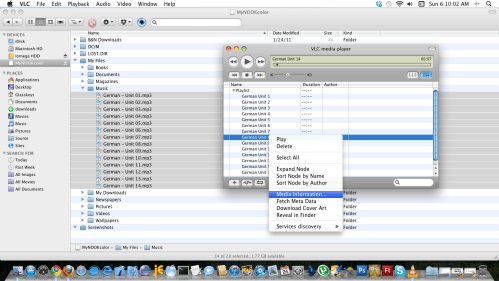 Ctrl Click for right-click the file, select Media Information.