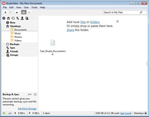 Placing a file in the Documents folder.