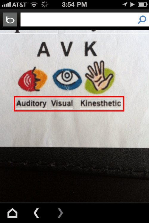 Each recognised word has a white border.