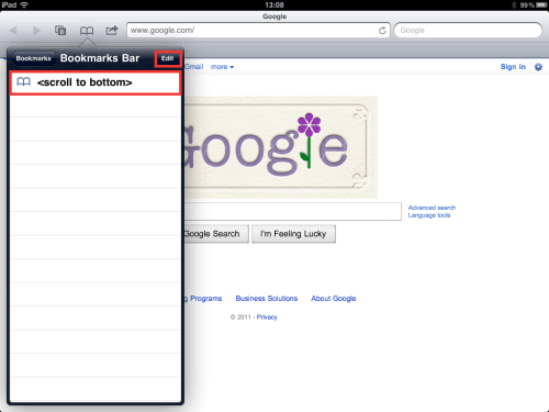 Edit Scroll to Bottom bookmark.