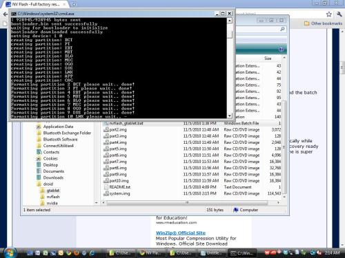 Running NVFlash from Windows.