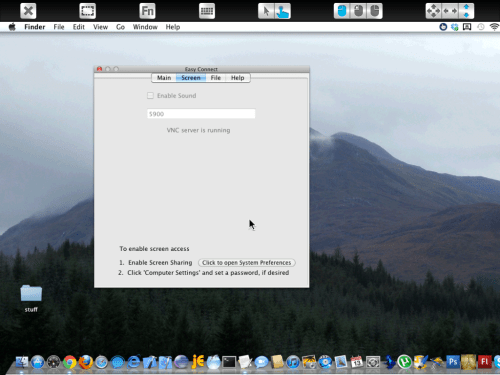First view of desktop screen on the iPad.