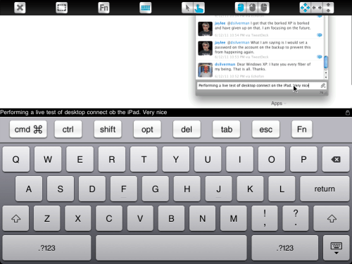 Zoom in with pinch manoever and entering Twitter post.