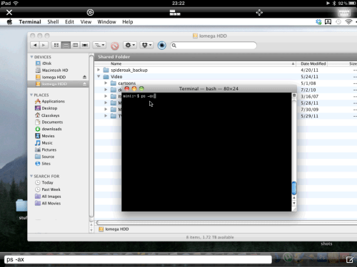 Typing a bash command.