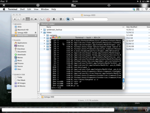 View of command execution.