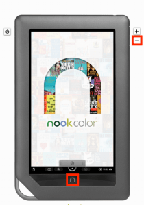 Nook Color screen shot - press both buttons simultaneously.