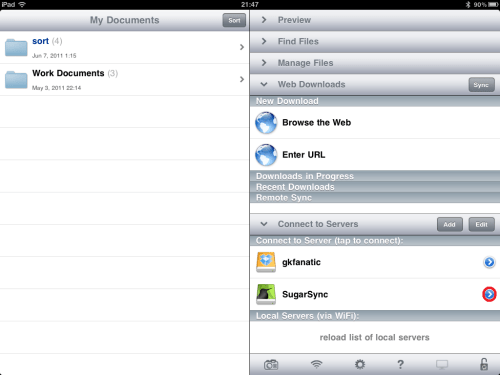 Tap the blue circle button to change account credentials.
