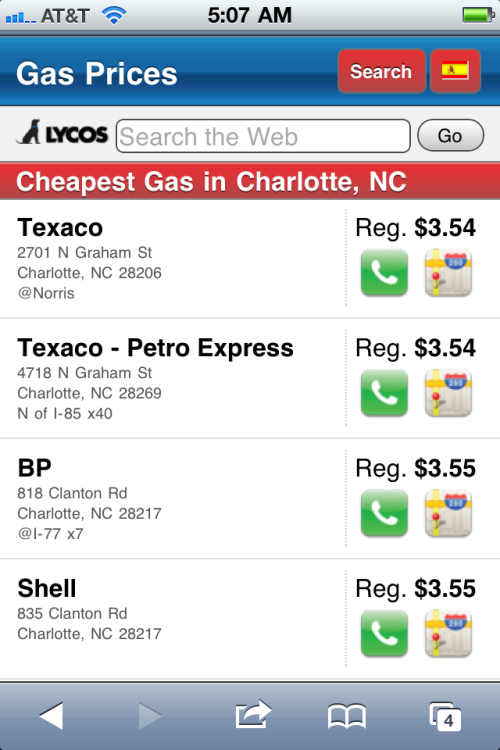 Gas Prices web app.