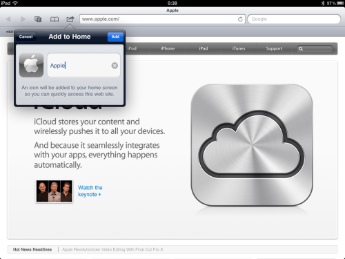 Tap the Add button (iPad).