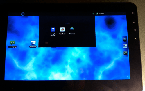 "Recent" menu on a Viewsonic G tab using CM7.
