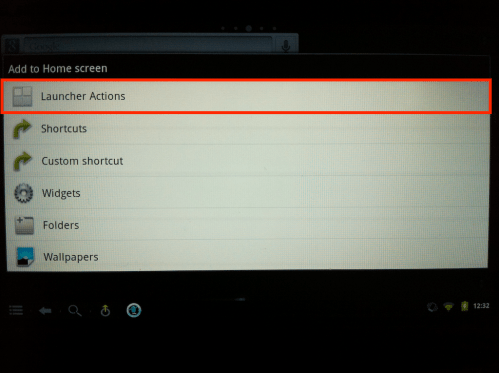 Tap the Launcher Actions item.