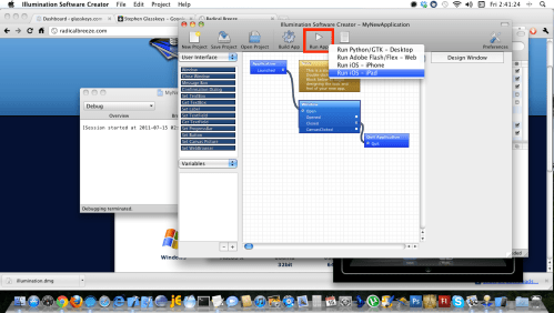 Run App, with iOS as target.