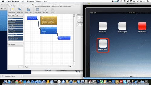My New Application on Simulator Home screen.