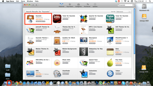 Purchasing Keynote from the App store.