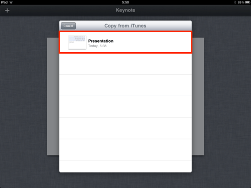 Select the presentation.