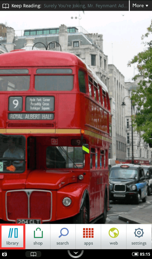Standard Nook - tap Library.