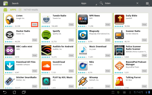 Google Listen at top left, tap the Free button.