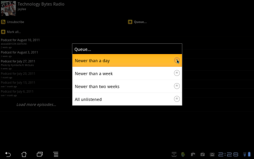 Select update options.