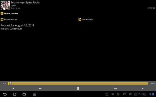Playing audio podcast.