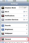 Settings - General. (iPhone)