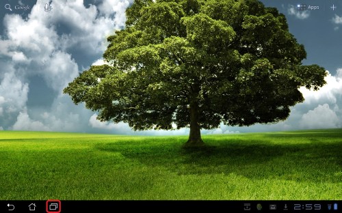 Tap and hold the Recents screen button.