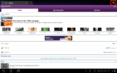 Normal view of Yahoo! UK.